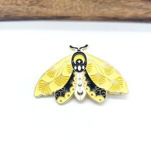 Whimsical Yellow Moth Brooch Spring Boho Cottagecore Y2K